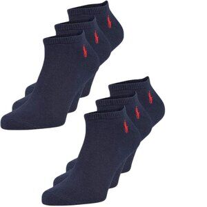 Polo Ralph Lauren Mens Classic Sport 6-Pair Cushion No Show Socks Navy Blue Red